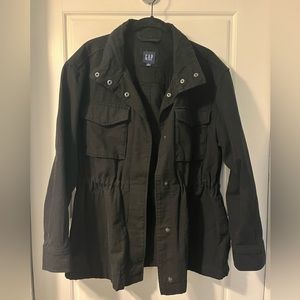 New Gap Canvas Utility Jacket Black Size Small